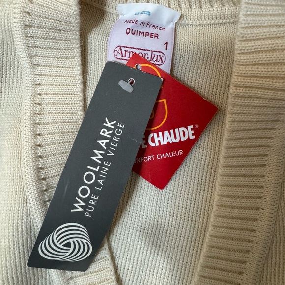vintage deadstock ARMOR-LUX cream wool cardigan made in France SMALL - Picture 8 of 10